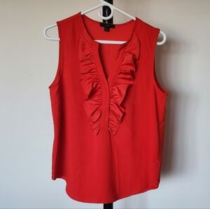 J. Crew Vibrant Red Ruffle Blouse New without Tags